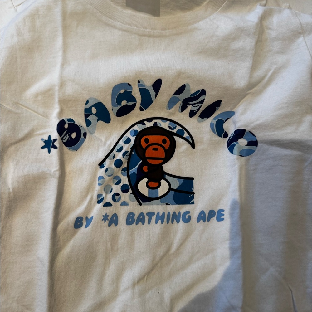 Bape White and Blue Graphic Tee